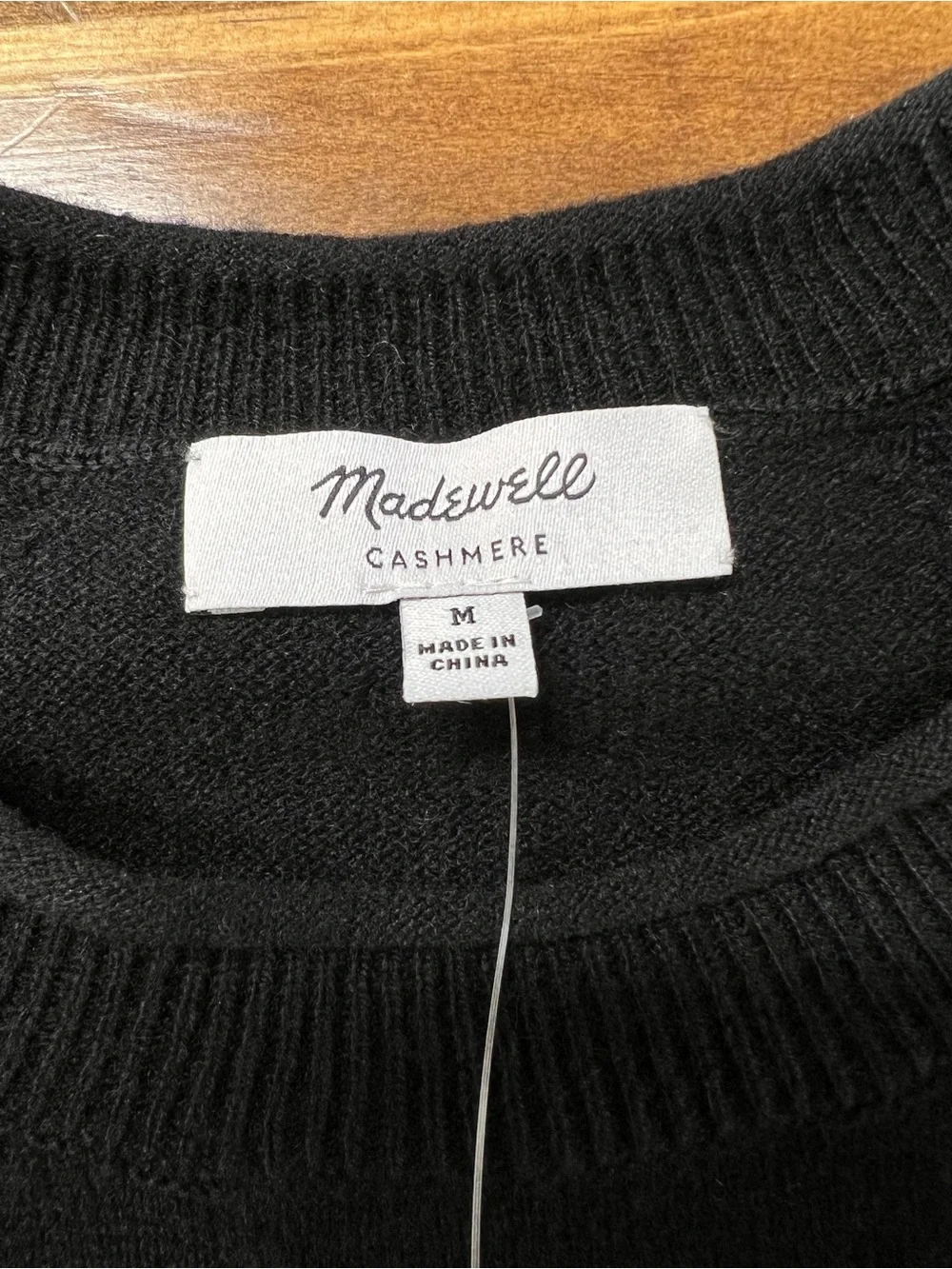 Madewell Cashmere Raglan Sweater in Stripe Black White Size Medium NWT